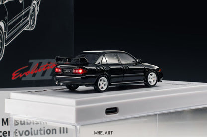 Whelart 1:64 Mitsubishi Lancer Evolution III Black LED Head and Back Lights with Car Key Shape Controller in Premium Box Packaging (Official Licensed)