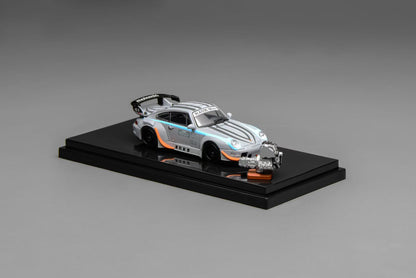 Motorhelix 1:64 RWB 993 Motozolo Grey Includes Magnetic Air-Cooled Engine Display Model