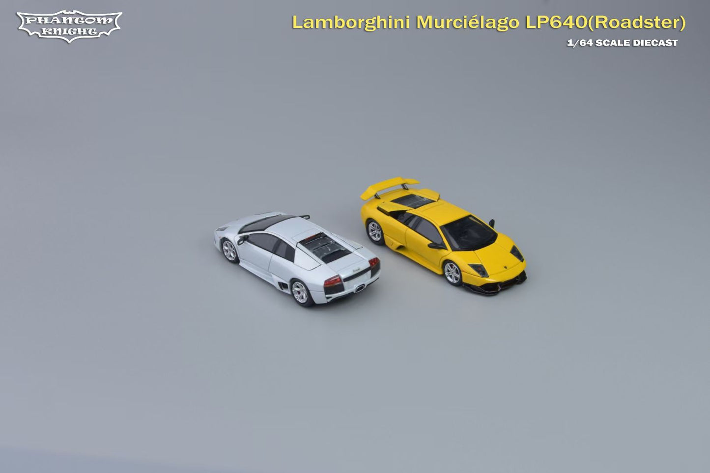 Phantom Knight 1:64 Lamborghini Mucielago LP640 Coupe Hard Top Roof Yellow (Openable Engine Hood and Air Intake, Magnetic Spoiler and Bumpers)