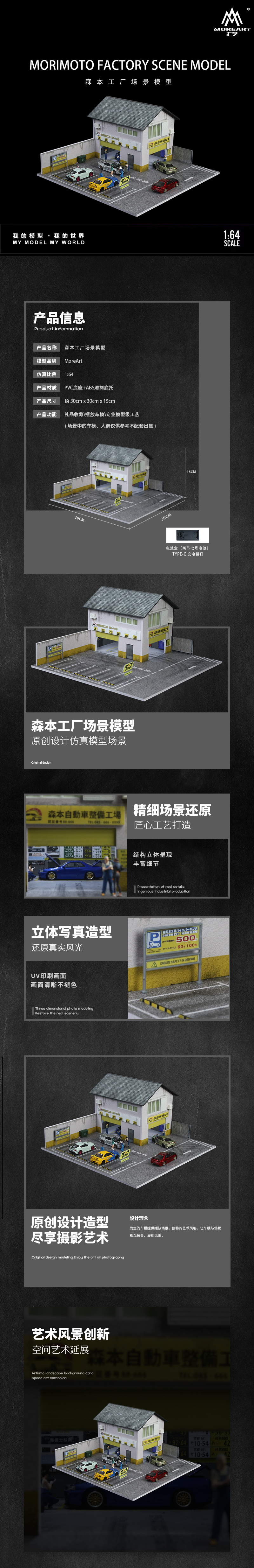 MoreArt 1:64 Morimoto Factory Scene Model LED Light Diorama