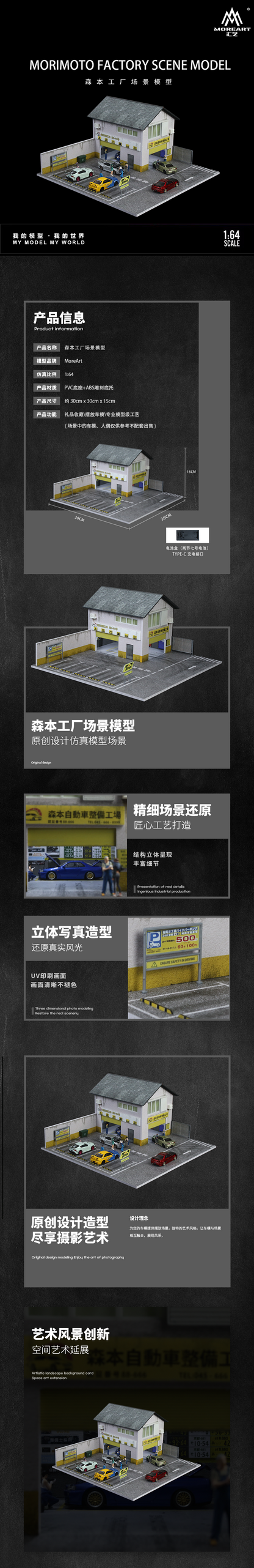 MoreArt 1:64 Morimoto Factory Scene Model LED Light Diorama