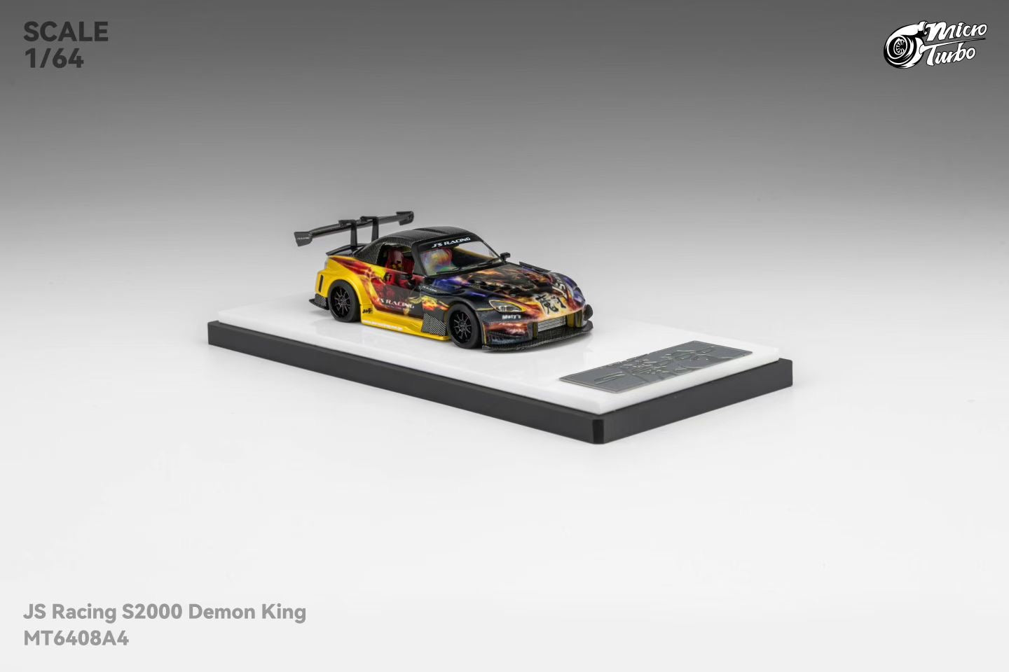 Micro Turbo 1:64 Honda S2000 Demon King AP1 J's Racing Custom China APA XOP 2025 Special Edition (Openable Engine Hood + Removable Engine + Magnetic Removable Wing)