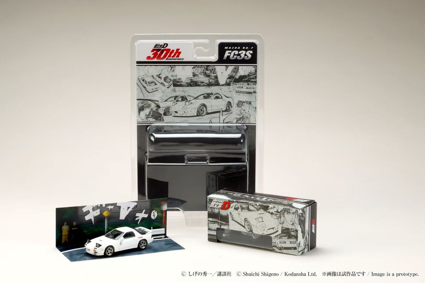 Hobby Japan x JDM64 1:64 Mazda RX-7 (FC3S) Red Suns Initial D 30th Anniversary Set D Ryosuke Takahashi VS Takumi Fujiwara