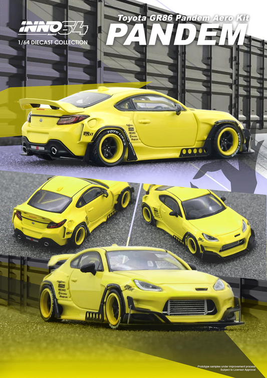 INNO64 1:64 TOYOTA GR86 PANDEM Yellow (IN64-GR86P-YELLOW)