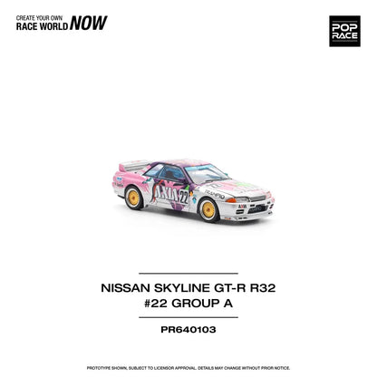 Pop Race 1:64 Nissan Skyline GT-R R32 #22 Group A AXIA #22 Opening Front and Rear Detailed Engine (PR640103)
