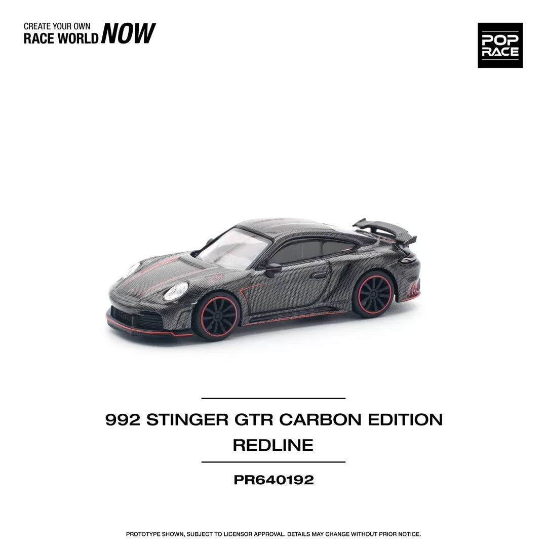 Pop Race 1:64 Porsche 992 Stinger GTR TopCar Design Carbon Edition Redline (PR640192)