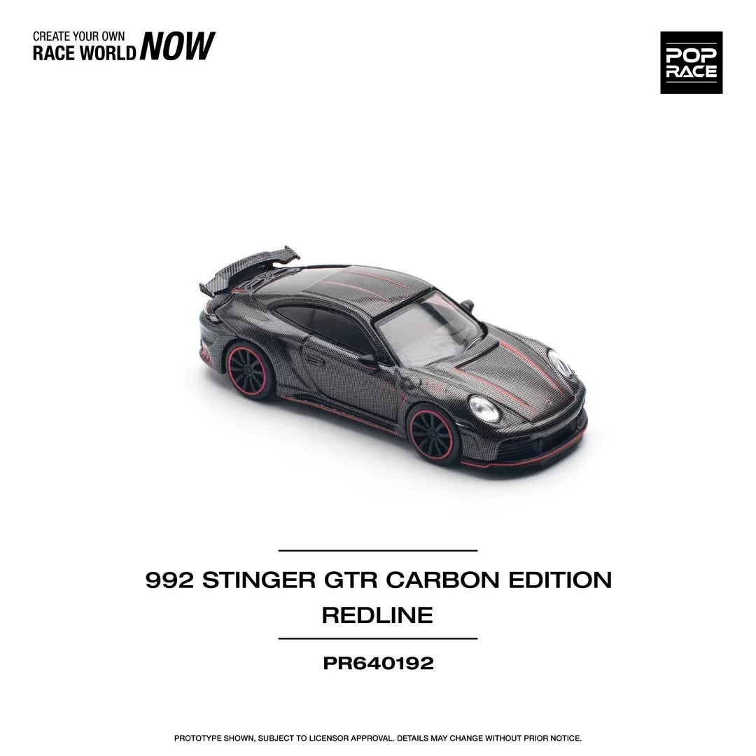 Pop Race 1:64 Porsche 992 Stinger GTR TopCar Design Carbon Edition Redline (PR640192)