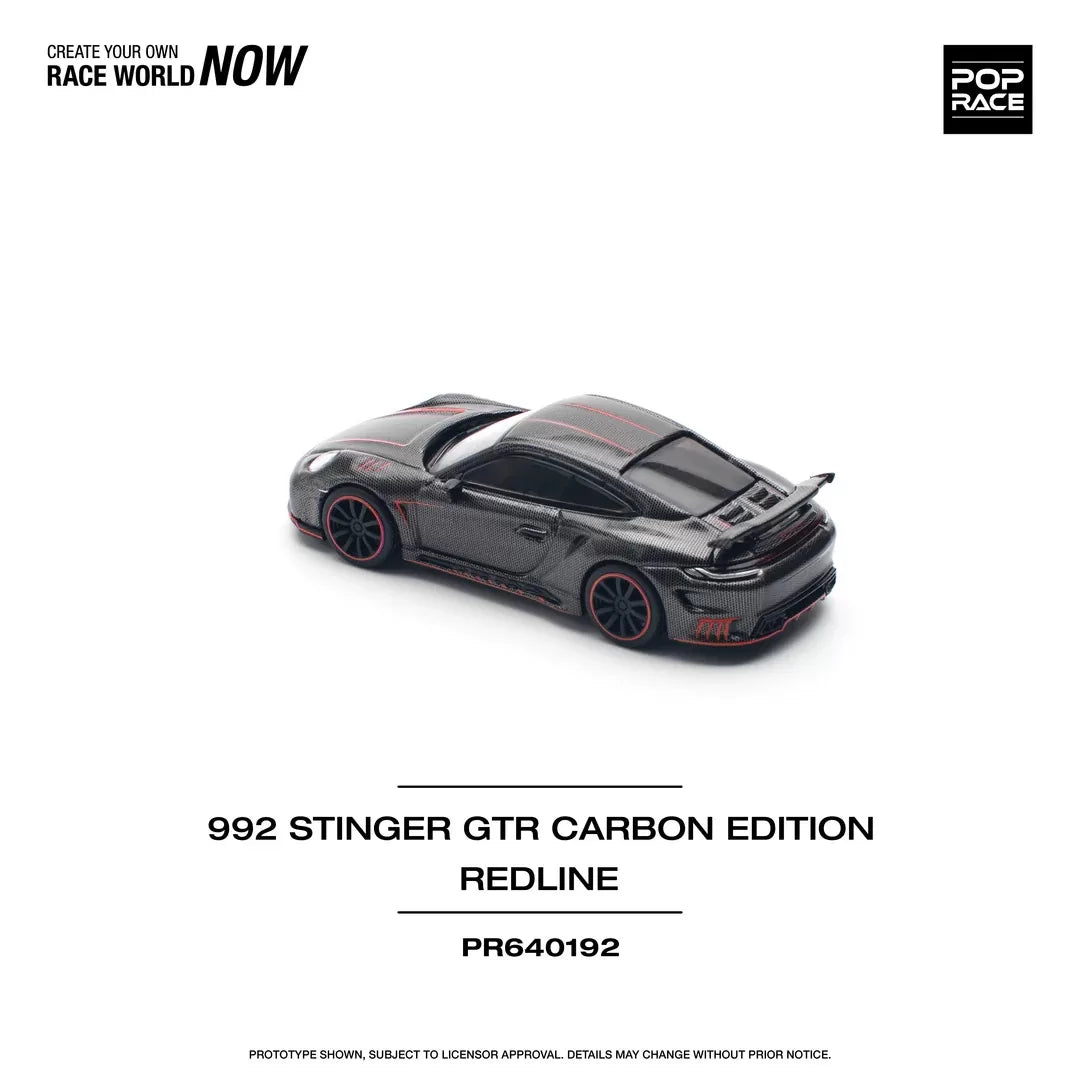 Pop Race 1:64 Porsche 992 Stinger GTR TopCar Design Carbon Edition Redline (PR640192)