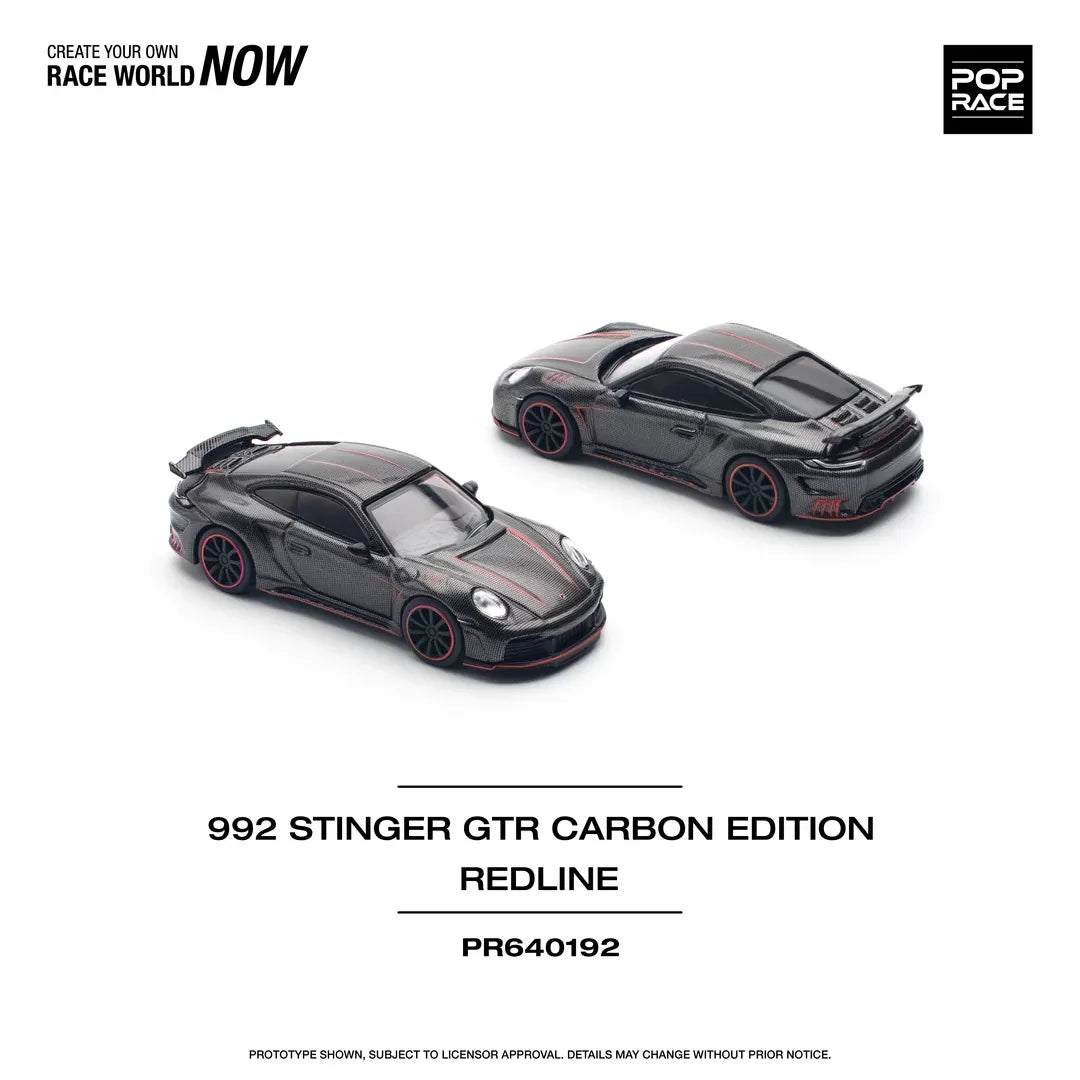 Pop Race 1:64 Porsche 992 Stinger GTR TopCar Design Carbon Edition Redline (PR640192)