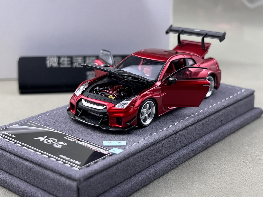 AOC 1:64 Nissan GT-R R35 Metallic Red Hobby Expo China 2026 Limited Edition (Openable All Doors and Hoods with Detailed Engine and Decal Stickers)