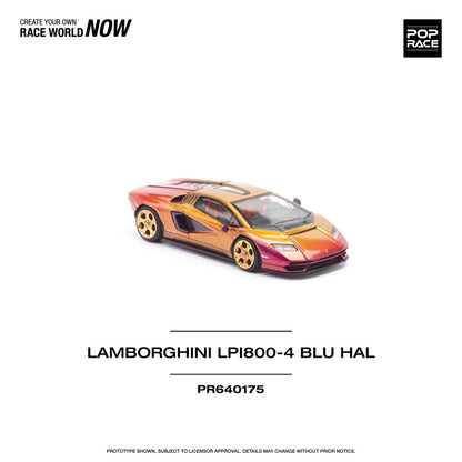 Pop Race 1:64 Lamborghini Countach LPI 800-4 BLU HAL Opening Front and Rear Detailed Engine (PR640175)