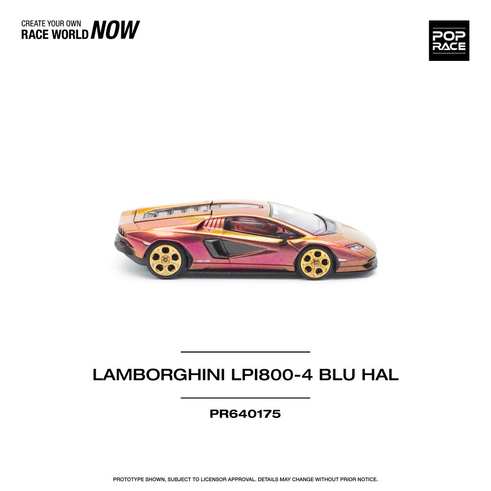 Pop Race 1:64 Lamborghini Countach LPI 800-4 BLU HAL Opening Front and Rear Detailed Engine (PR640175)