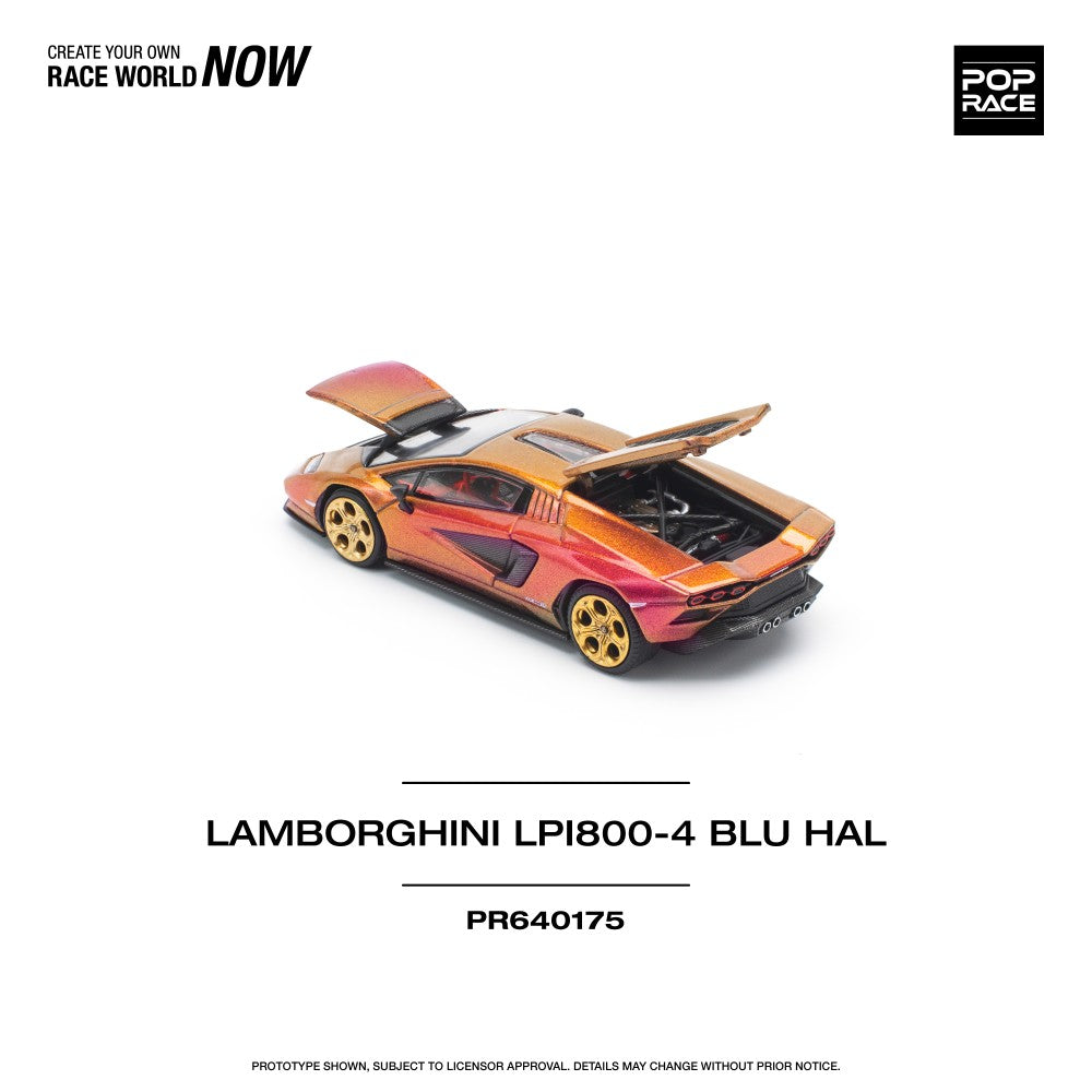 Pop Race 1:64 Lamborghini Countach LPI 800-4 BLU HAL Opening Front and Rear Detailed Engine (PR640175)