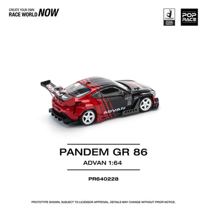 Pop Race 1:64 Toyota PANDEM GR86 ZN8 2022 ROCKET BUNNY ADVAN Openable Front Hood Detailed Engine (PR640228)