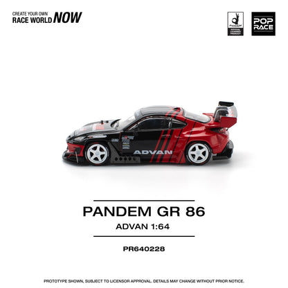 Pop Race 1:64 Toyota PANDEM GR86 ZN8 2022 ROCKET BUNNY ADVAN Openable Front Hood Detailed Engine (PR640228)