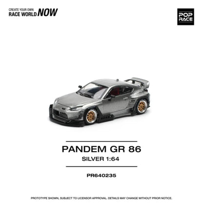 Pop Race 1:64 Toyota PANDEM GR86 ZN8 2022 ROCKET BUNNY Openable Front Hood Detailed Engine (PR640235)