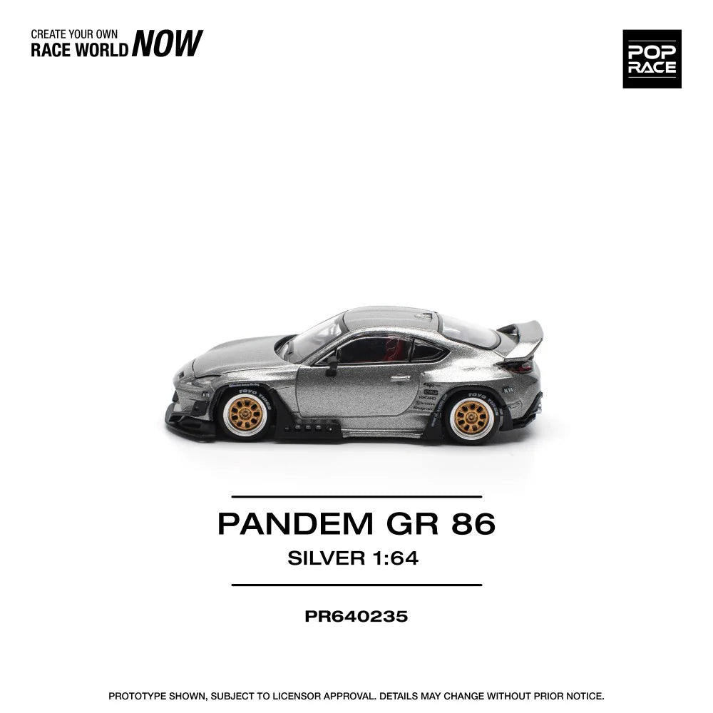 Pop Race 1:64 Toyota PANDEM GR86 ZN8 2022 ROCKET BUNNY Openable Front Hood Detailed Engine (PR640235)