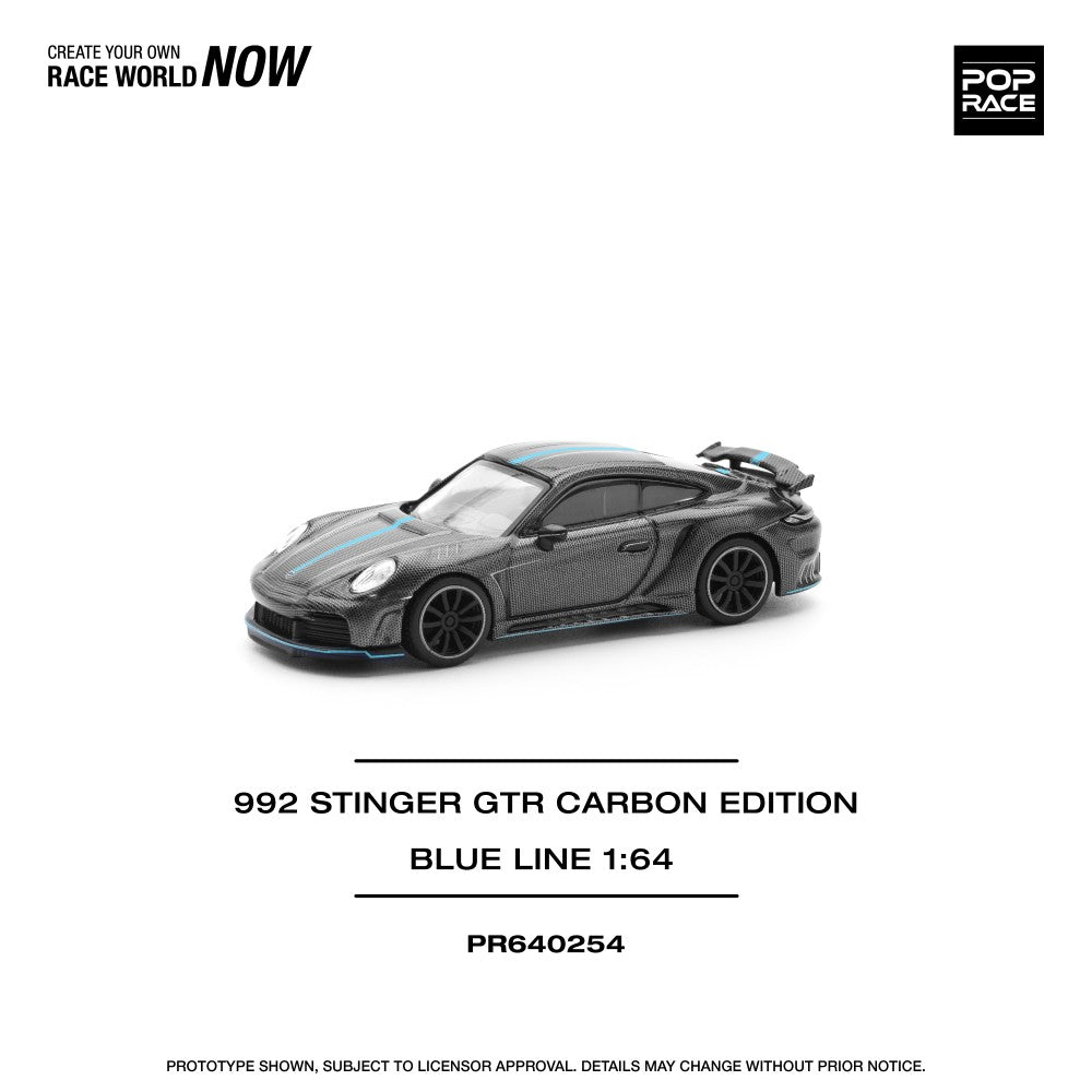 Pop Race 1:64 Porsche 992 Stinger GTR Carbon Edition Blue Line (PR640254)