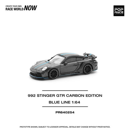Pop Race 1:64 Porsche 992 Stinger GTR Carbon Edition Blue Line (PR640254)