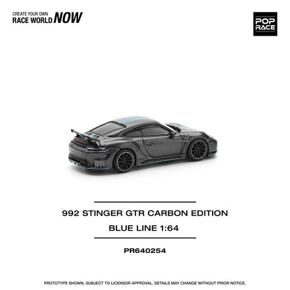 Pop Race 1:64 Porsche 992 Stinger GTR Carbon Edition Blue Line (PR640254)