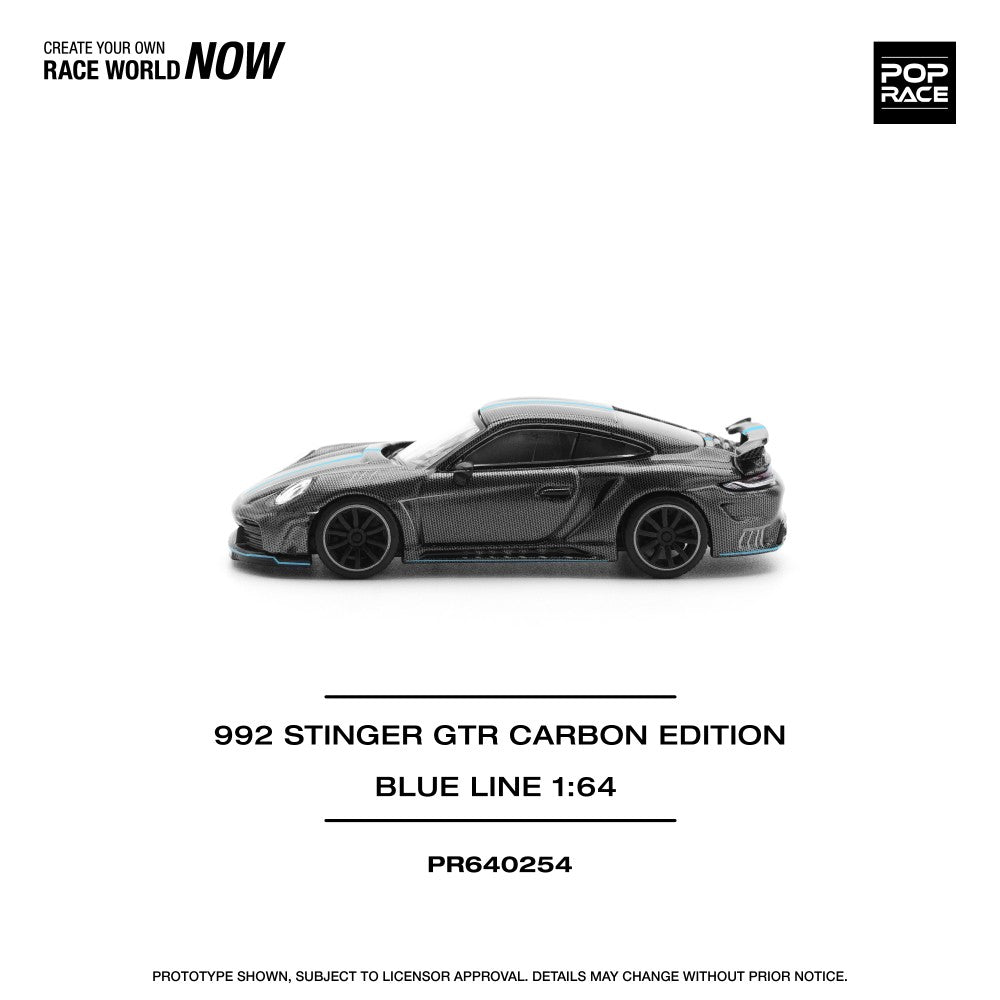 Pop Race 1:64 Porsche 992 Stinger GTR Carbon Edition Blue Line (PR640254)