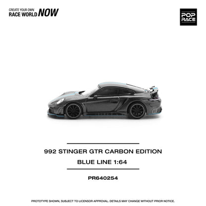 Pop Race 1:64 Porsche 992 Stinger GTR Carbon Edition Blue Line (PR640254)
