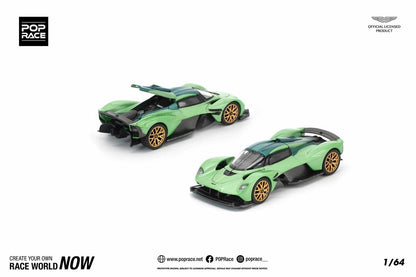 Pop Race 1:64 Aston Martin Valkyrie Iridescent Emerald Green Opening Rear Hood Detailed Engine (PR640269)