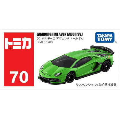 Tomica 1:68 Lamborghini Aventador SVJ Green with Car Suspension No.70