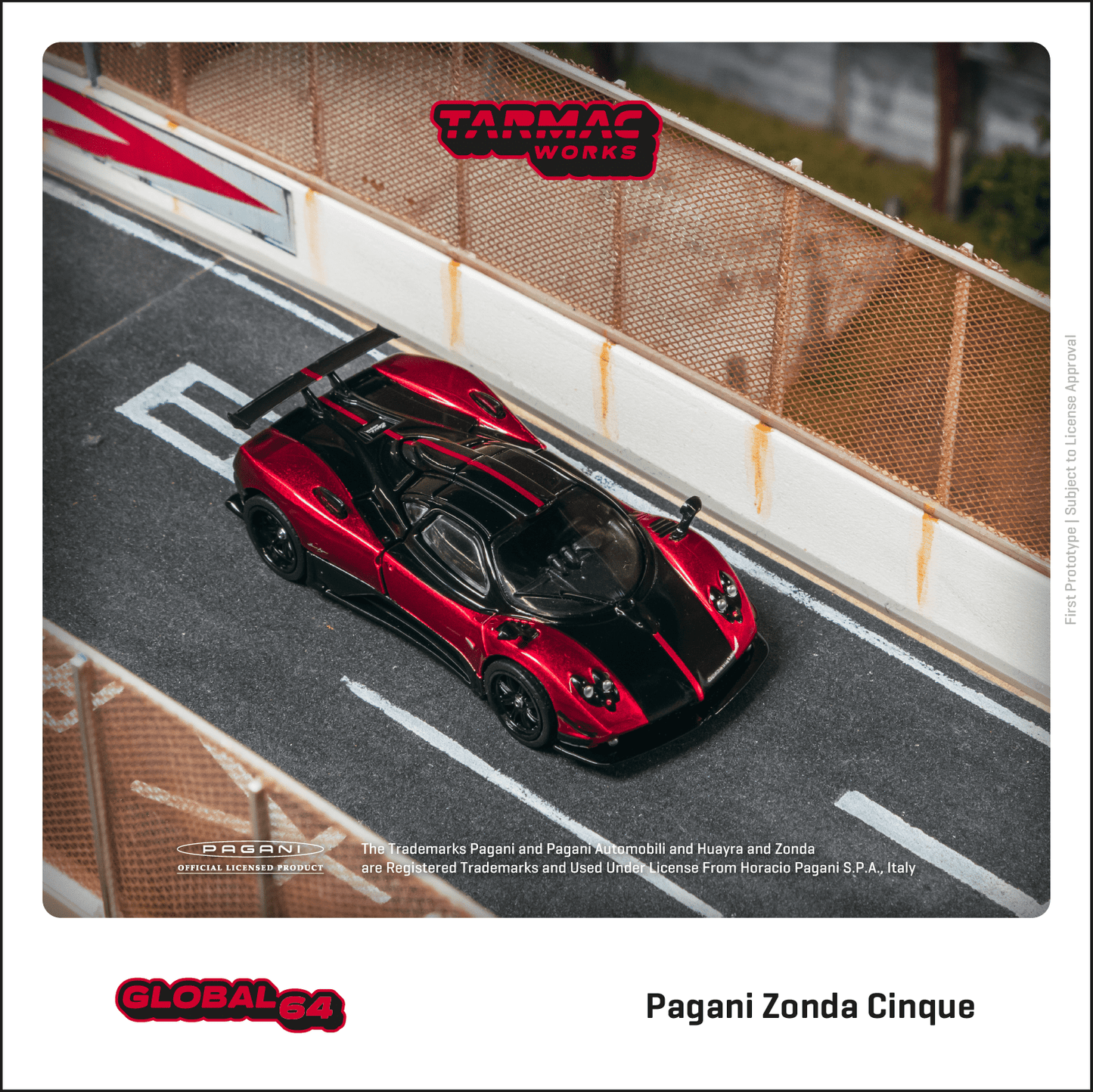 Tarmac Works 1/64 Pagani Zonda Cinque Rosso Dubai - GLOBAL64