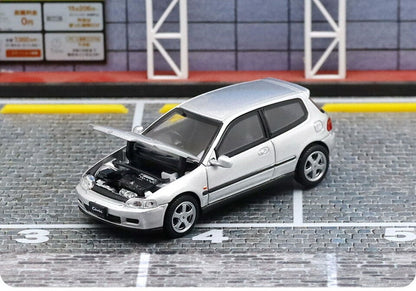 LCD 1:64 Honda CIVIC SIR II (EG6) Openable Front Engine Hood with Detailed Engine- Silver