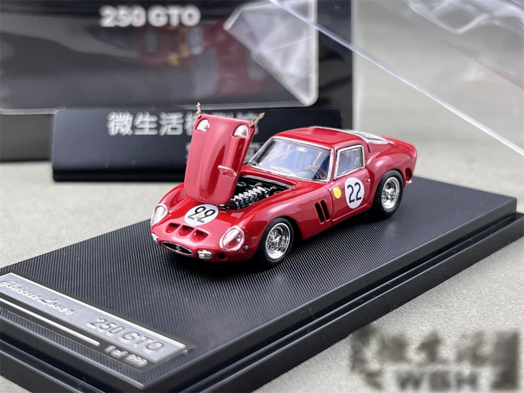 Classic Lover 1:64 250 GTO #22 Rosso Corsa Enquipe Nationale Belge & 1962 Le Mans 24H 3rd Position Openable Front Hood Detailed Engine