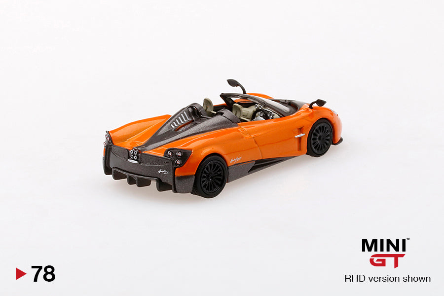 Mini GT- 1/64 Pagani Huayra Roadster Arancio Saint Tropez Orange RHD (MGT00078-R)