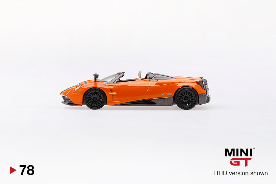 Mini GT- 1/64 Pagani Huayra Roadster Arancio Saint Tropez Orange RHD (MGT00078-R)