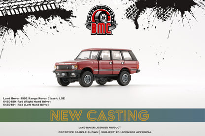 BM Creations 1/64 Land Rover 1992 Range Rover Classic LSE with 4 Additional Wheels- Red (RHD)