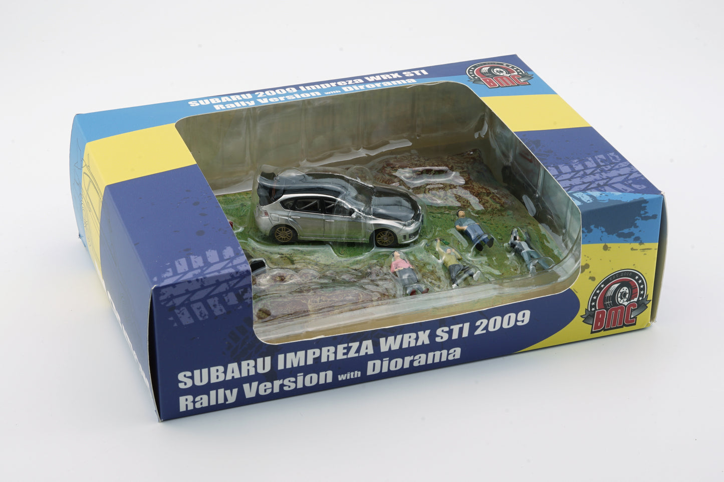 BM Creations 1/64 Subaru Impreza WRX STI 2009 w/ Muddy Rally Landscape Diorama + Figures + Accessories (Limited Edition)