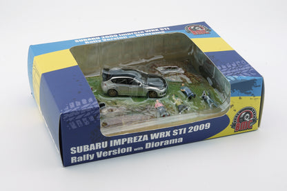BM Creations 1/64 Subaru Impreza WRX STI 2009 w/ Muddy Rally Landscape Diorama + Figures + Accessories (Limited Edition)