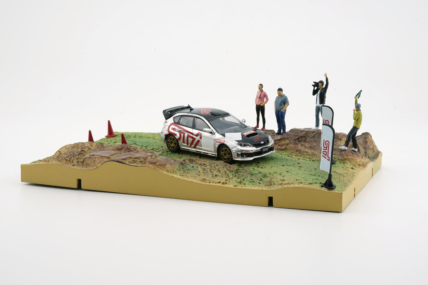 BM Creations 1/64 Subaru Impreza WRX STI 2009 w/ Muddy Rally Landscape Diorama + Figures + Accessories (Limited Edition)
