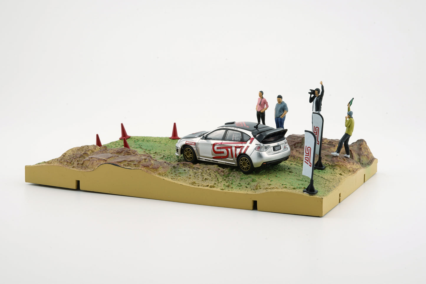 BM Creations 1/64 Subaru Impreza WRX STI 2009 w/ Muddy Rally Landscape Diorama + Figures + Accessories (Limited Edition)