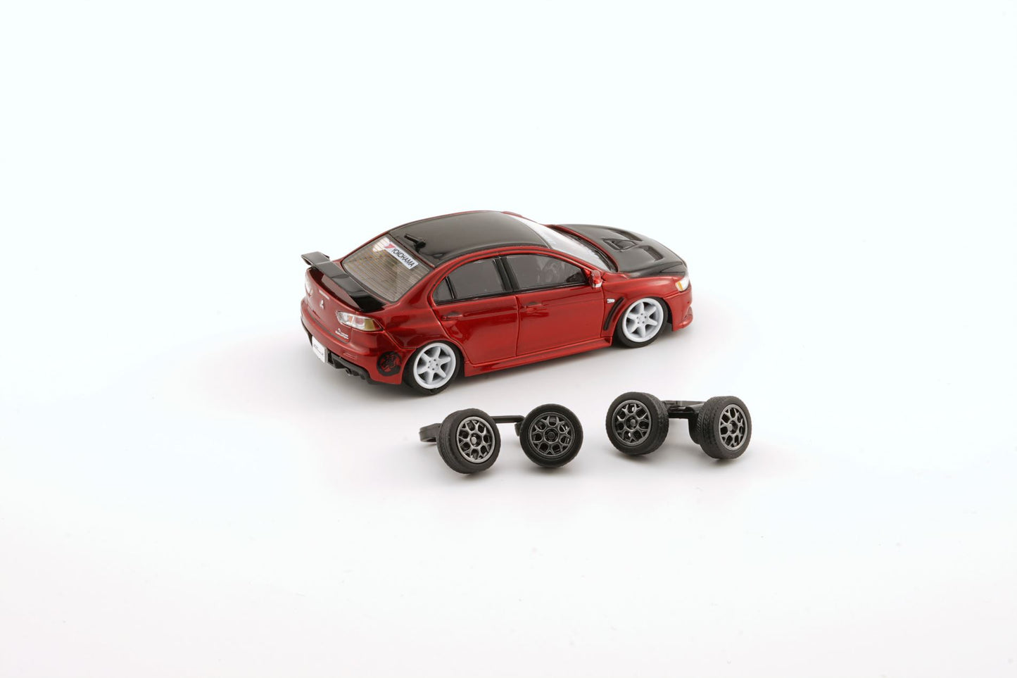 BM Creations 1/64 Mitsubishi Lancer Evolution X Red JDM w/ 4 Additional Wheels (RHD)