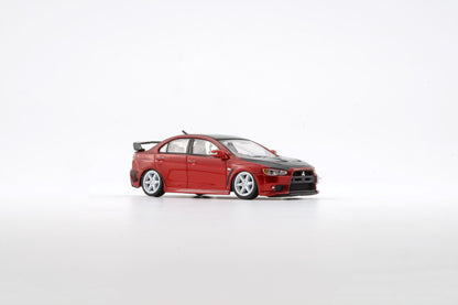 BM Creations 1/64 Mitsubishi Lancer Evolution X Red JDM w/ 4 Additional Wheels (RHD)