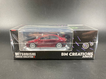 BM Creations 1/64 Mitsubishi Lancer Evolution X Red JDM w/ 4 Additional Wheels (RHD)