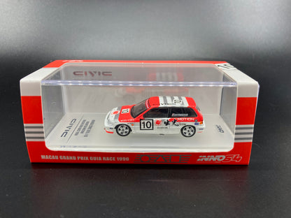INNO64 1/64 Honda Civic EF9 #10 Idemitsu Motion Macau 1990 Diecast Model Car