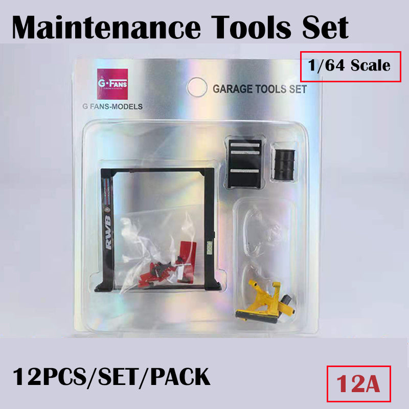 G-Fans 1/64 Garage Car Lift & Repair Tools Set for Diorama- Black (710012A)