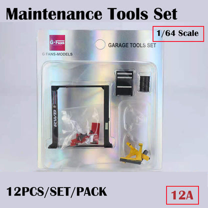 G-Fans 1/64 Garage Car Lift & Repair Tools Set for Diorama- Black (710012A)