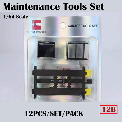 G-Fans 1/64 Garage Car Lift & Repair Tools Set for Diorama- Black (710012B)