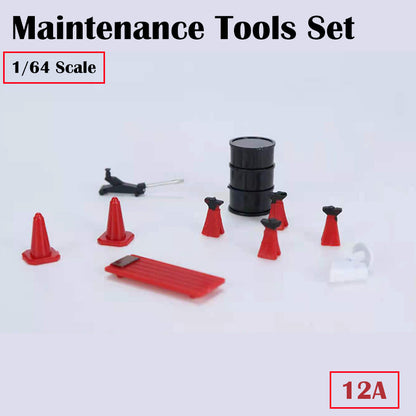 G-Fans 1/64 Garage Car Lift & Repair Tools Set for Diorama- Black (710012A)
