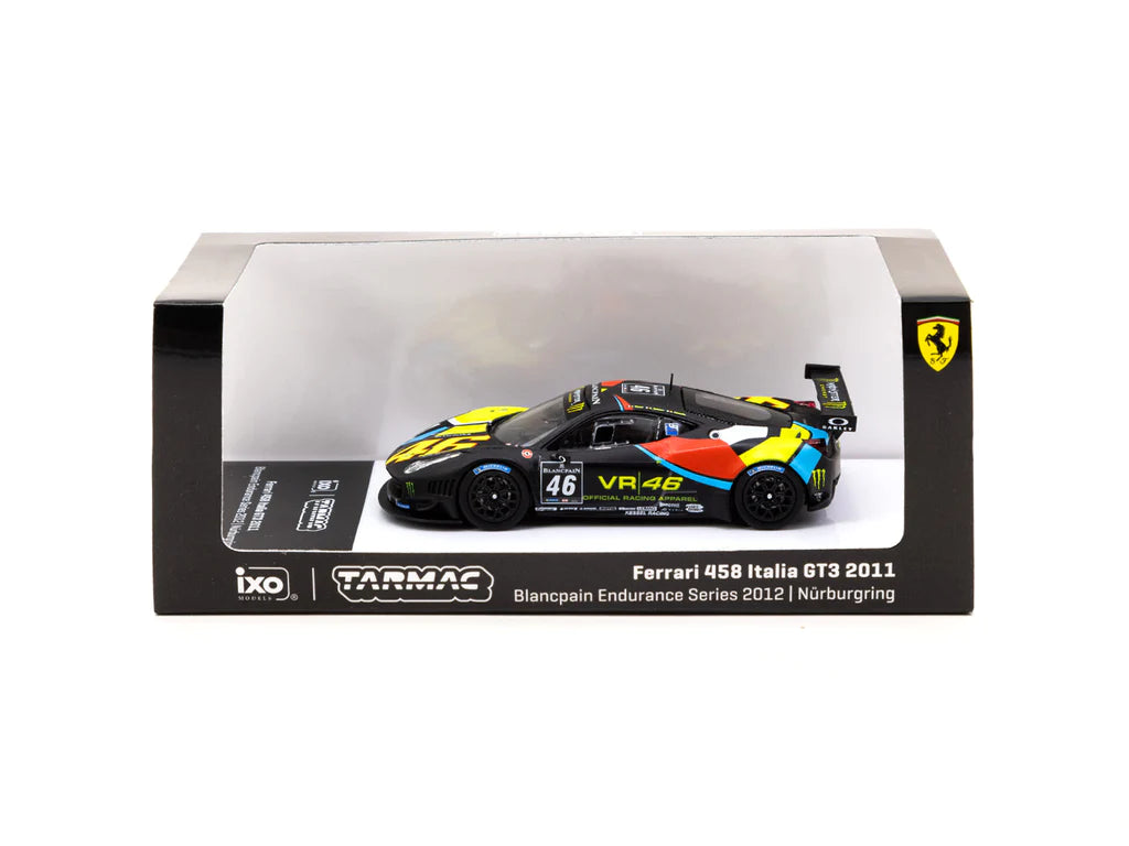 Tarmac Works 1/64 Ferrari 458 Italia GT3 Blancpain Endurance Series 2012- Nurburgring #46 Valentino Rossi- Hobby64