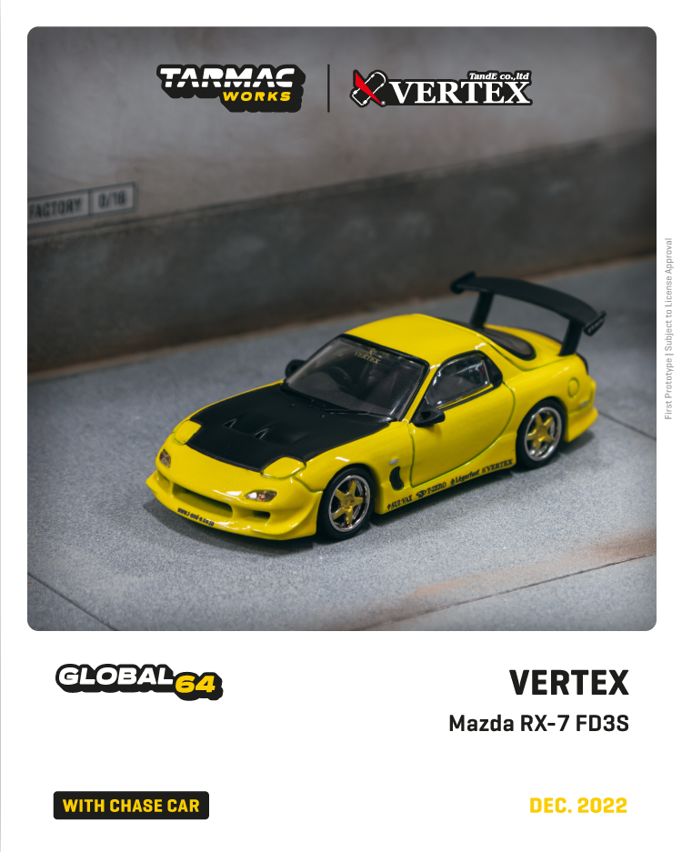Tarmac Works 1/64 VERTEX Mazda RX-7 FD3S Yellow Metallic - GLOBAL64