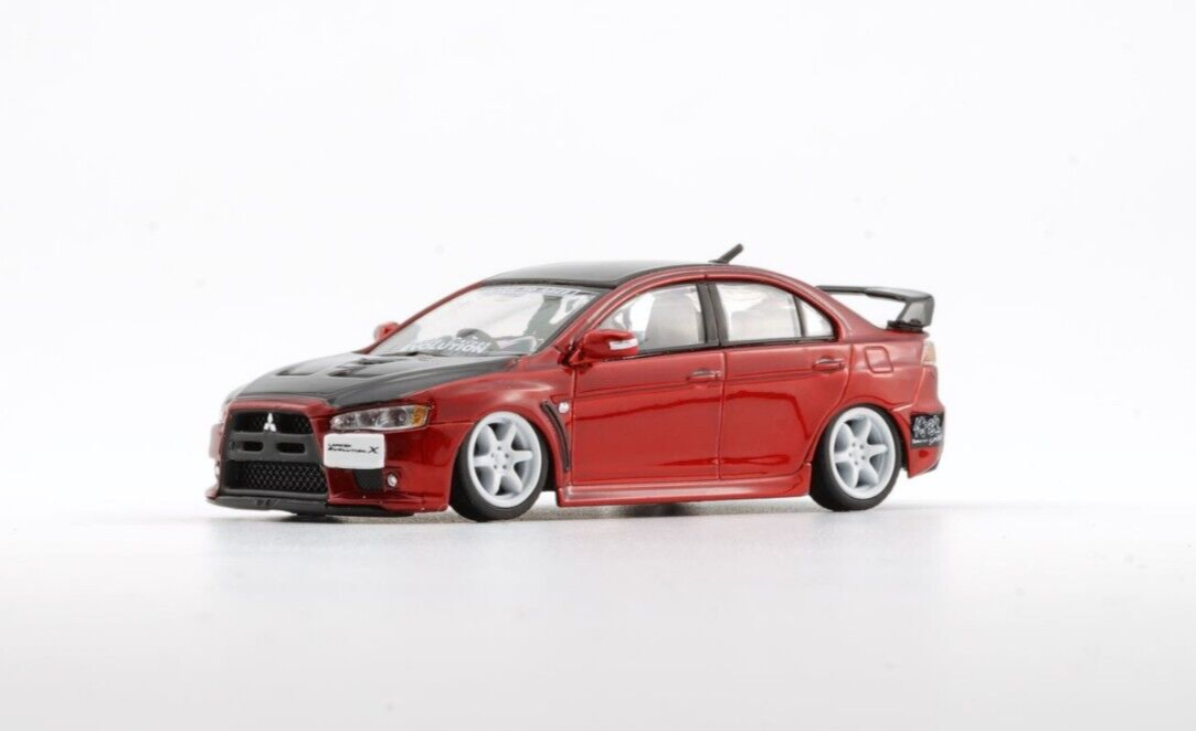 BM Creations 1/64 Mitsubishi Lancer Evolution X Red JDM w/ 4 Additional Wheels (RHD)