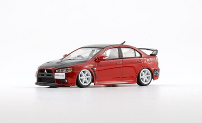 BM Creations 1/64 Mitsubishi Lancer Evolution X Red JDM w/ 4 Additional Wheels (RHD)
